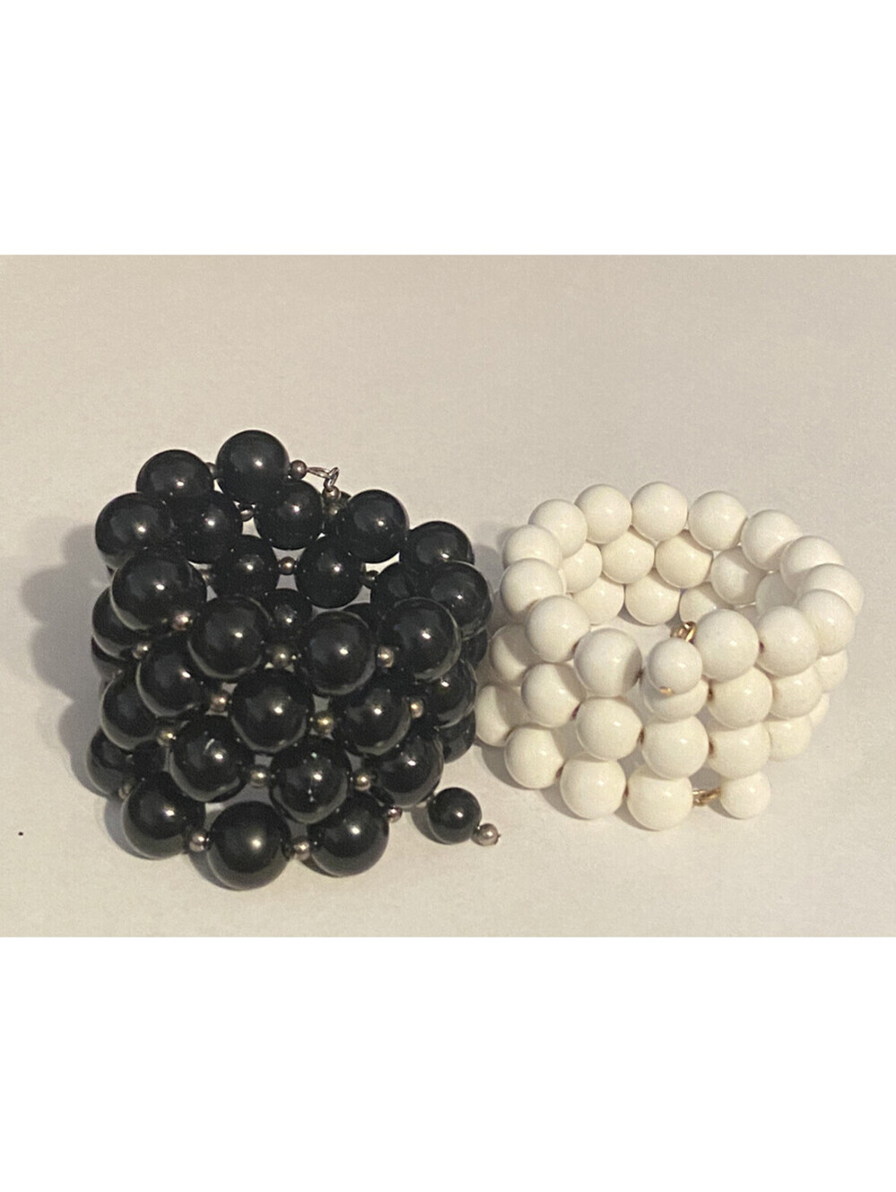 Bracelets Black and white beaded stretch bracelet. Adjustable.